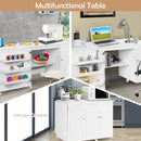 Folding Sewing Table Shelves Storage Cabinet Craft Cart with Wheels by LJGDeals