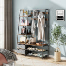 6-in-1 Freestanding Hall Tree Coat Rack with Bench and Fabric Dressers-Rustic Brown by DirectDeals