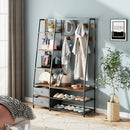 6-in-1 Freestanding Hall Tree Coat Rack with Bench and Fabric Dressers-Rustic Brown by LJGDeals