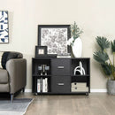 2 Drawer Wood Mobile File Cabinet with 4 Open Compartments-Black by LJGDeals