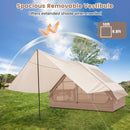4-6 People Inflatable Camping Tent with Porch and Carrying Bag-Beige