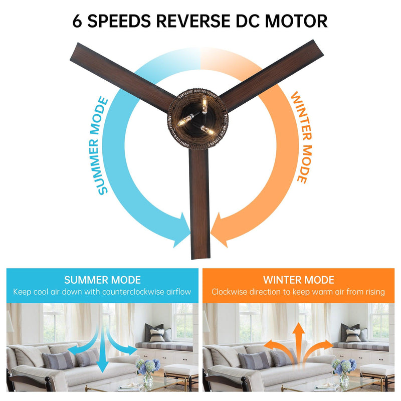 60" Farmhouse Downrod Mount Reversible Ceiling Fan with Lighting and Remote Control