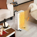 1500W Oil Filled Space Heater with Universal Wheels and 3-Level Heat-White by LJGDeals