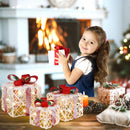 Set of 3 Christmas Lighted Gift Boxes Decorations with Red Bowknots by DirectDeals