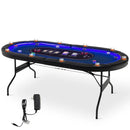 Foldable 10-Player Poker Table with LED Lights and USB Ports Ideal for Texas Casino by LJGDeals