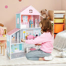 3-Tier Toddler Doll House with Furniture Gift for Age over 3 by LJGDeals