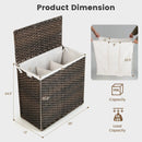 10L 3-Section Laundry Hamper with Liner Bag and Handle-Brown by LJGDeals