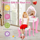 2-in-1 Toddler Vanity Set with Detachable Top & Cute Flower Patterns-White by LJGDeals