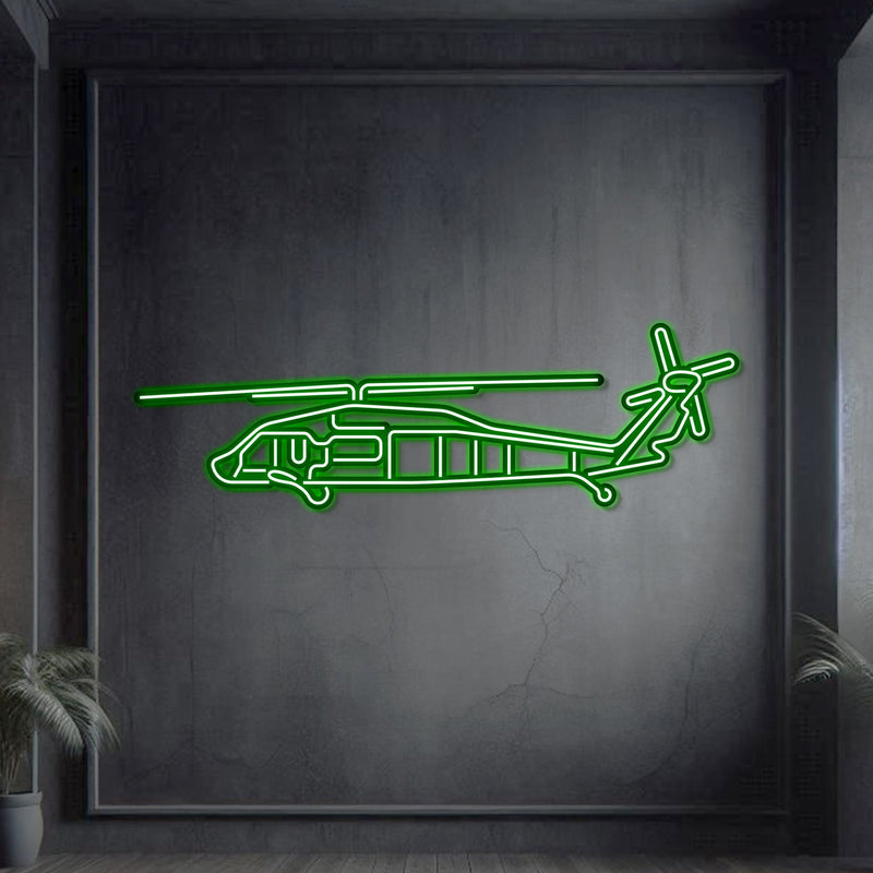 UH-60L Black Hawk Metal Neon Aircraft Wall Art - NCN0068