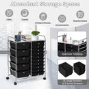 15-Drawer Utility Rolling Cart with Drawers Multi-Use Storage-Icecream Multicolor by LJGDeals