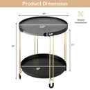 2-Tier Round Side Table with Removable Tray and Metal Frame for Small Space-Golden by LJGDeals