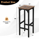 2 Pieces 28 Inch Dining Bar Chair Set with Footrest and Adjustable Pads-Rustic Brown by LJGDeals