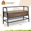 Industrial Shoe Bench with Storage Space and Metal Handrail-Rustic Brown by LJGDeals