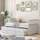 Twin Captain’s Bed with Trundle and 3 Storage Drawers by LJGDeals
