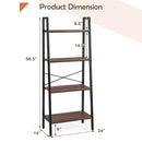 4-Tier Freestanding Open Bookshelf with Metal Frame and Anti-toppling Device-Rustic Brown by LJGDeals