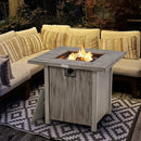 28 Inch 40 000 BTU Square Fire Pit Table with Lid and Lava Rocks-Gray by LJGDeals