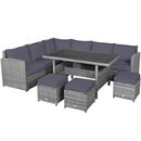 7 Pieces Patio Rattan Dining Furniture Sectional Sofa Set with Wicker Ottoman by LJGDeals