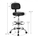 Swivel Drafting Chair with Retractable Mid Back and Adjustable Foot Ring-Black by LJGDeals