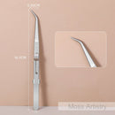 6" Adjustable Stainless Steel Non-slip Tweezers 2 Pcs Set: Bent-Tip Tweezers and Straight-Tip Tweezers
