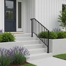 Outdoor Stair Handrail for 1–4 Steps, Adjustable Black Steel Railing by 2Dropme