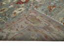 Hand Knotted Living Room Rug Charcoal, Red and Beige Traditional Vintage Style Custom Made Wool Area Rug