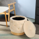 15" Tall Ottoman Velvet with Storage (Beige) by JHY DESIGN