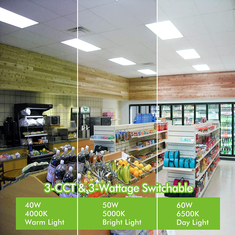 2x4 FT LED Flat Panel Troffer Light, 40/50/60W, 3CCT, 115LM/W, 0-10V Dimmable, DLC Listed (6-PACK)