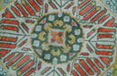 Traditional Mamluk Design Orange Hand knotted 8x10 Wool Rug