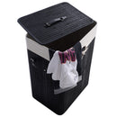 19 Gal Rectangle Laundry Basket Bamboo Clothes Hamper with Handles and Lid by LJGDeals