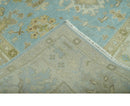Light Blue, Beige and Ivory Hand knotted 8x10 Traditional Oriental Oushak wool rug by The Rug Decor
