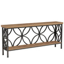 2-Tier Console Table, 70.9" Industrial Sofa Table Behind Couch