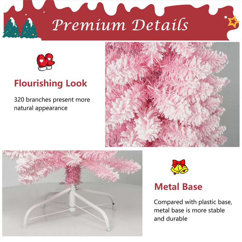 6ft Pink Artificial Christmas Tree Xmas Tree with 320 Branch Tips Metal Stand