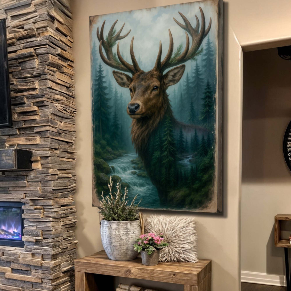 Misty Stag Double Exposure Wall Art, photo 4 of 10