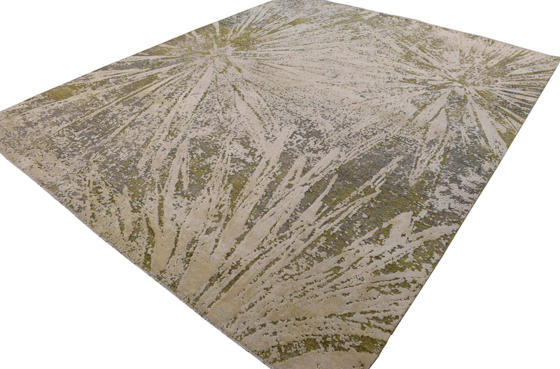 Abstract Handmade Wool & Original Silk 8x10 Area Rug | TRD1661810