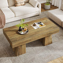 47.24" Farmhouse Coffee Table, Rectangular Center Table with Thick Base