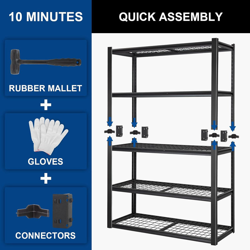 BILT HARD Garage Shelving 3000 LBS, 36" W x 18" D x 72" H Storage Shelves, Heavy Duty 5-Tier Metal Shelving Units with Adjustable Shelf, Steel Wire Utility Shelving