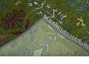 Tree Green, Silver, Maroon Hand Knotted 8x10 wool Area Rug by The Rug Decor