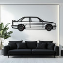 BMW E30 M3 Metal Car Wall Art with Rotating Wheels - Classic M Power Silhouette Decor - Interactive Automotive Wall Art - KAFMEKA100