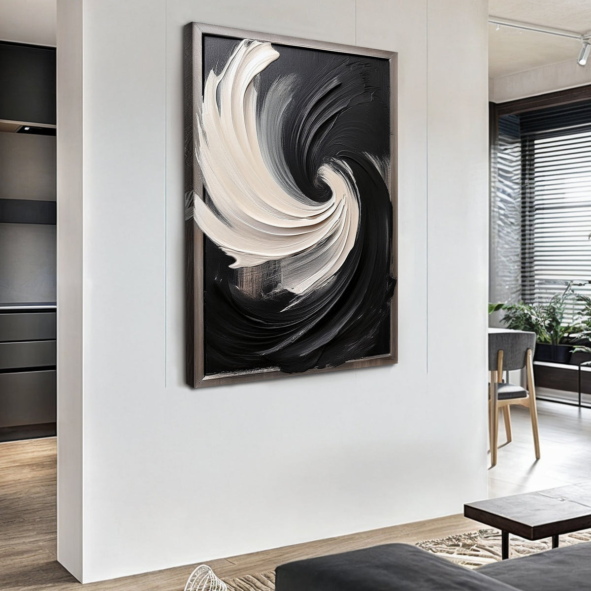 Black and White Vortex Abstract Wall Art, photo 5 of 10
