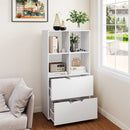 4-Cube Bookcase with 2 Drawers 51 inch 5-Tier Tall Freestanding Bookshelf by LJGDeals