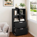 4-Cube Bookcase with 2 Drawers 51 inch 5-Tier Tall Freestanding Bookshelf by LJGDeals