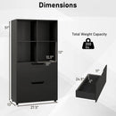 4-Cube Bookcase with 2 Drawers 51 inch 5-Tier Tall Freestanding Bookshelf by LJGDeals