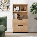 4-Cube Bookcase with 2 Drawers 51 inch 5-Tier Tall Freestanding Bookshelf by LJGDeals