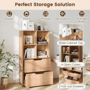 4-Cube Bookcase with 2 Drawers 51 inch 5-Tier Tall Freestanding Bookshelf by LJGDeals