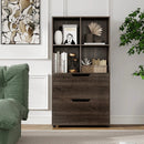 4-Cube Bookcase with 2 Drawers 51 inch 5-Tier Tall Freestanding Bookshelf by LJGDeals