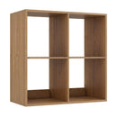 4 Cube Bookshelf with Back Guardrail for Living Room Bedroom-White by DirectDeals