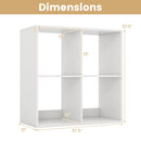 4 Cube Bookshelf with Back Guardrail for Living Room Bedroom-White