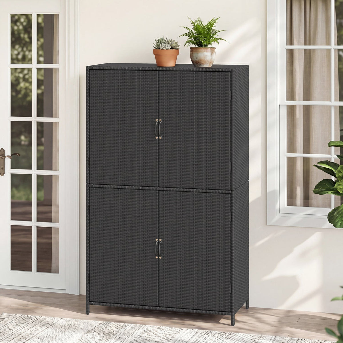Rattan Vertical Storage Shed with Adjustable Shelves, photo 7 of 16