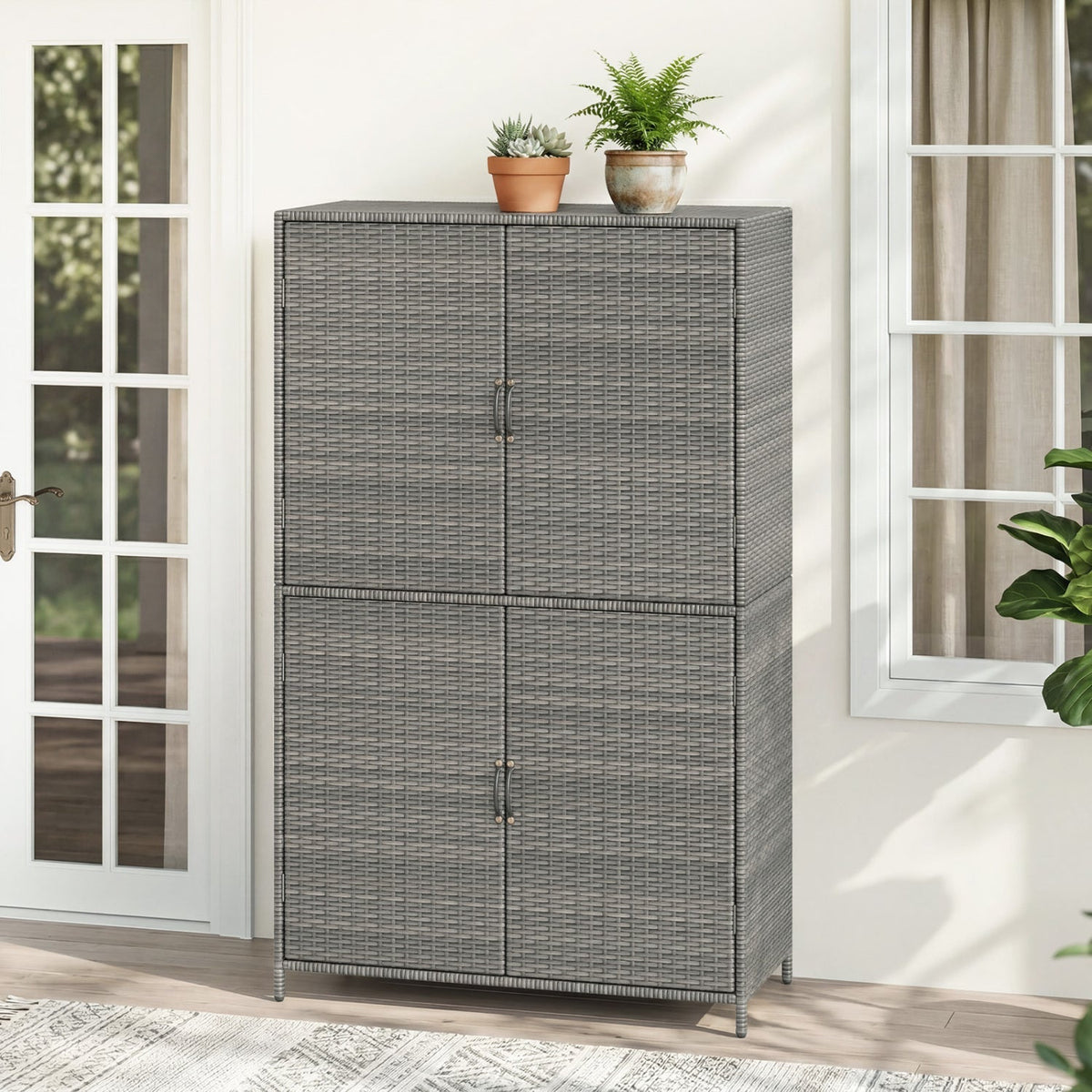 Rattan Vertical Storage Shed with Adjustable Shelves, photo 10 of 16