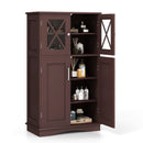 4 Doors Freeestanding Bathroom Floor Cabinet with Adjustable Shelves by DirectDeals